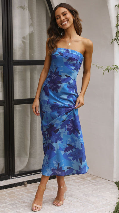 Load image into Gallery viewer, Miya Maxi Dress - Blue Floral
