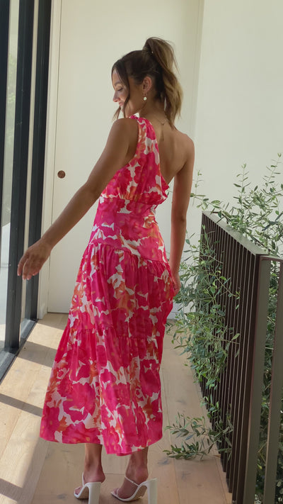 Load and play video in Gallery viewer, Jayma Maxi Dress - Hot Pink Floral
