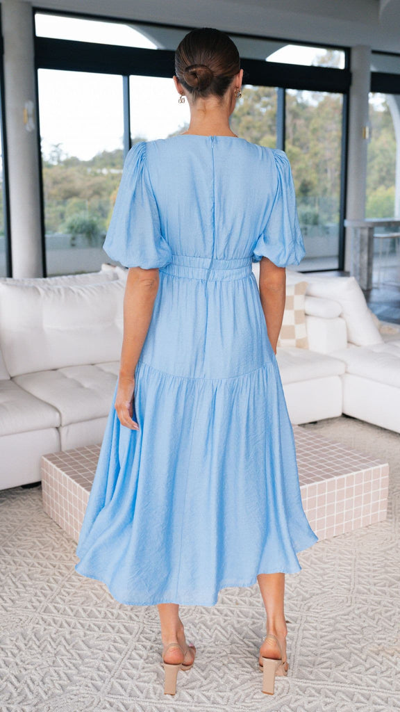 Sylvia Pintuck Midi Dress | Azure Blue | Aje – Aje ROW