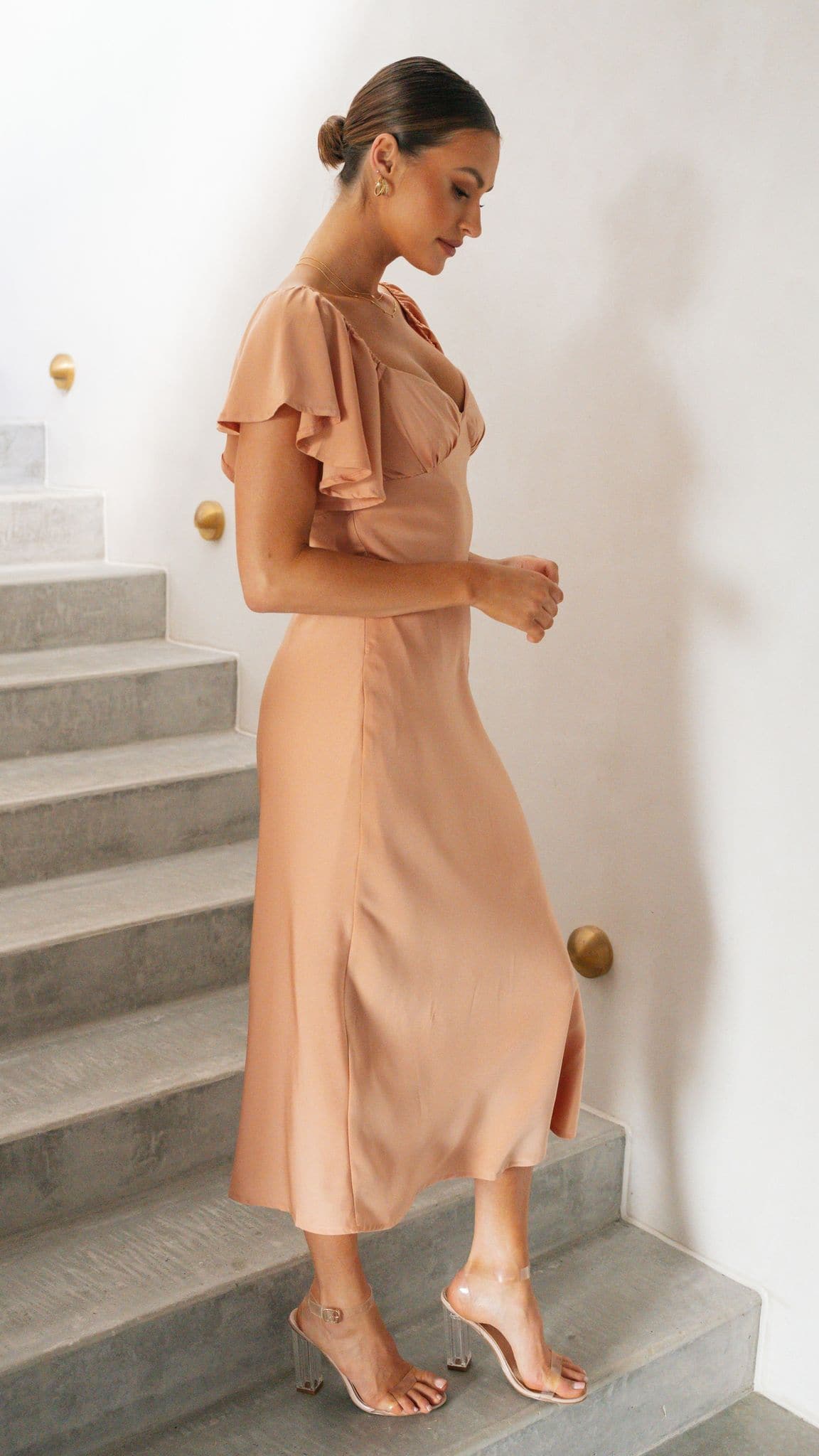 Louisa Midi Dress - Peach