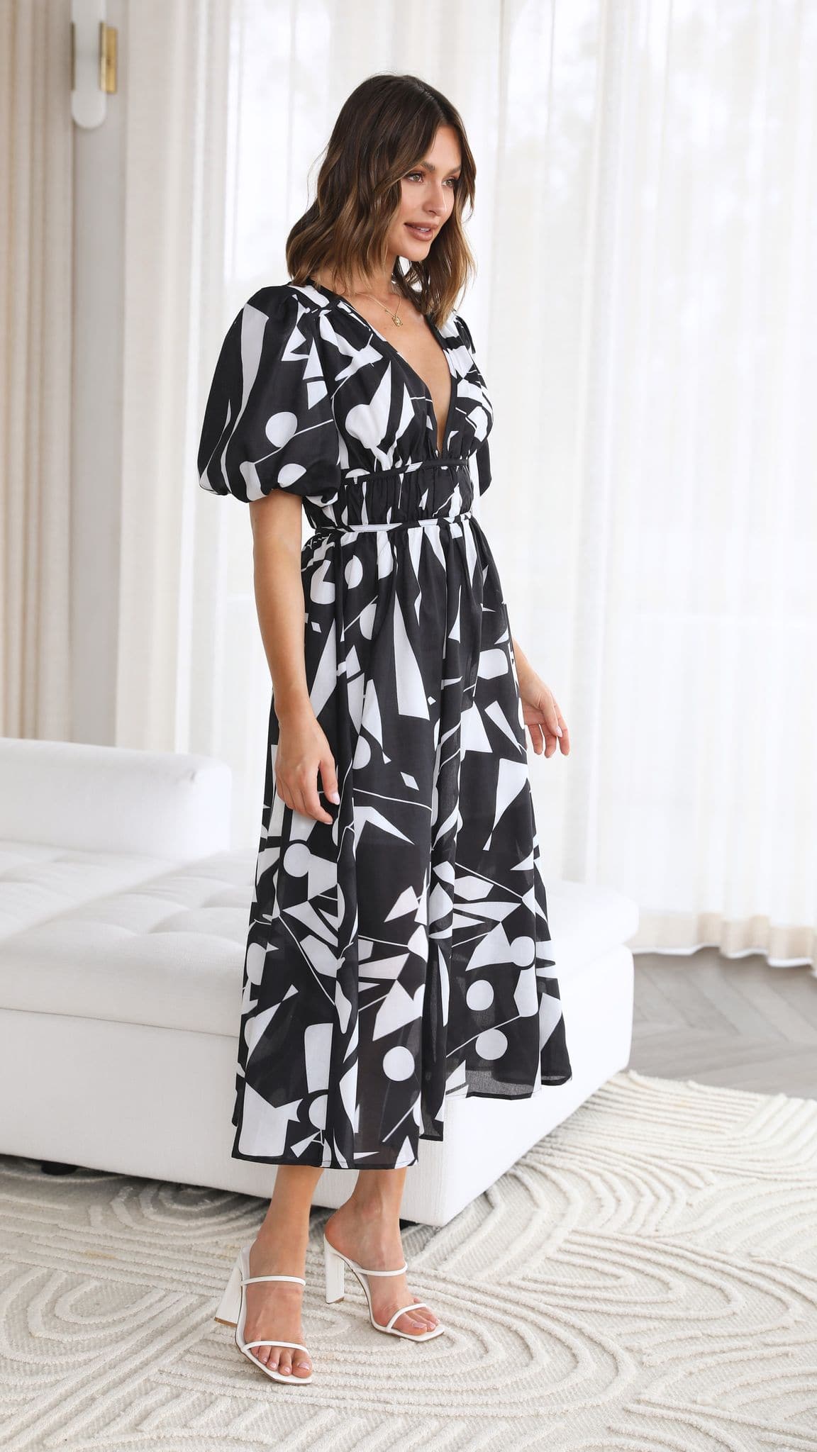 Venice Midi Dress - Black/White