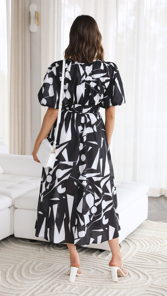 Venice Midi Dress - Black/White