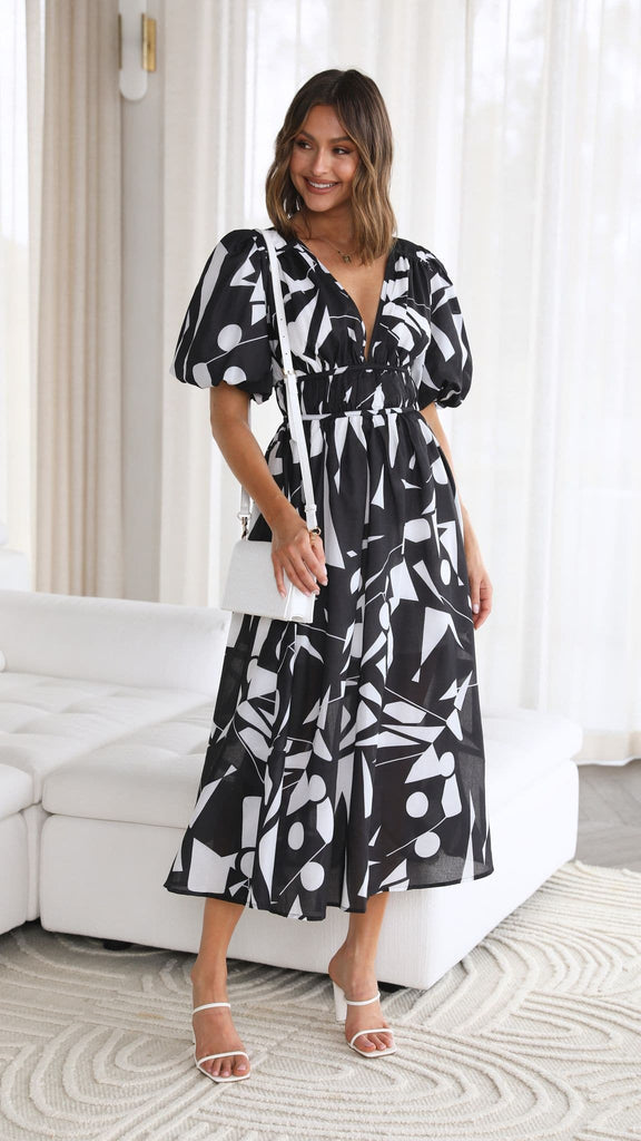 Venice Midi Dress - Black/White - Buy Women's Dresses - Billy J