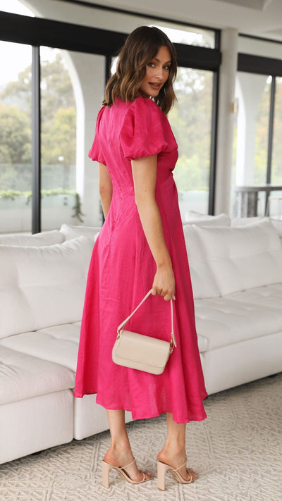Load image into Gallery viewer, Blaire Midi Dress - Hot Pink
