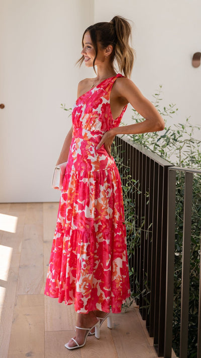 Load image into Gallery viewer, Jayma Maxi Dress - Hot Pink Floral - Billy J

