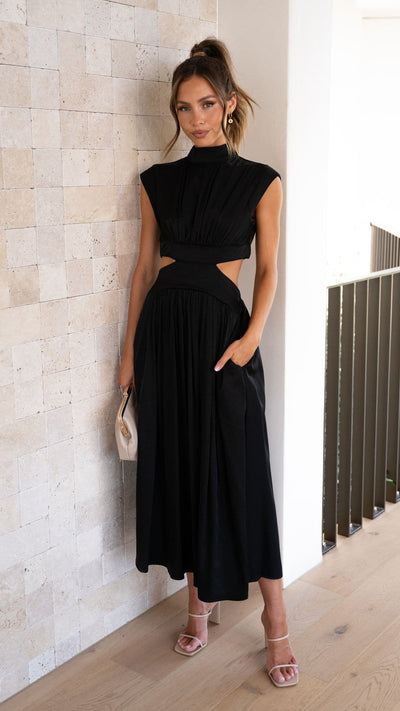 Load image into Gallery viewer, Cindie Midi Dress - Black - Billy J
