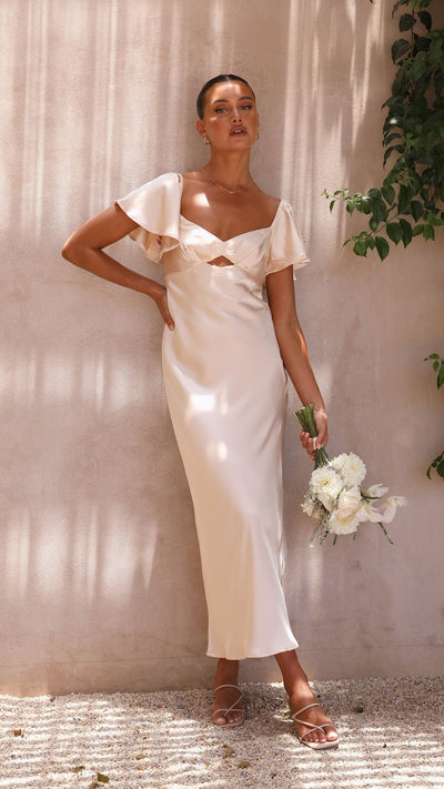 Load image into Gallery viewer, Carmen Midi Dress - Champagne
