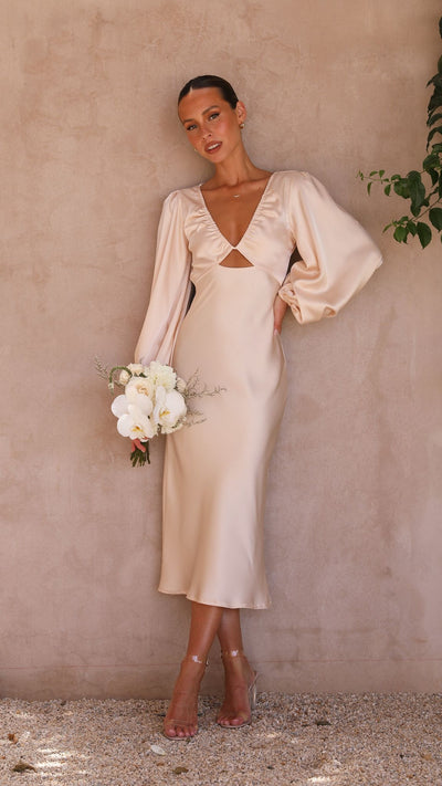 Load image into Gallery viewer, Cleo Midi Dress - Champagne - Billy J
