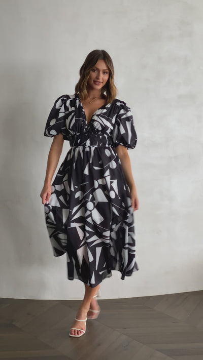 Load and play video in Gallery viewer, Venice Midi Dress - Black/White
