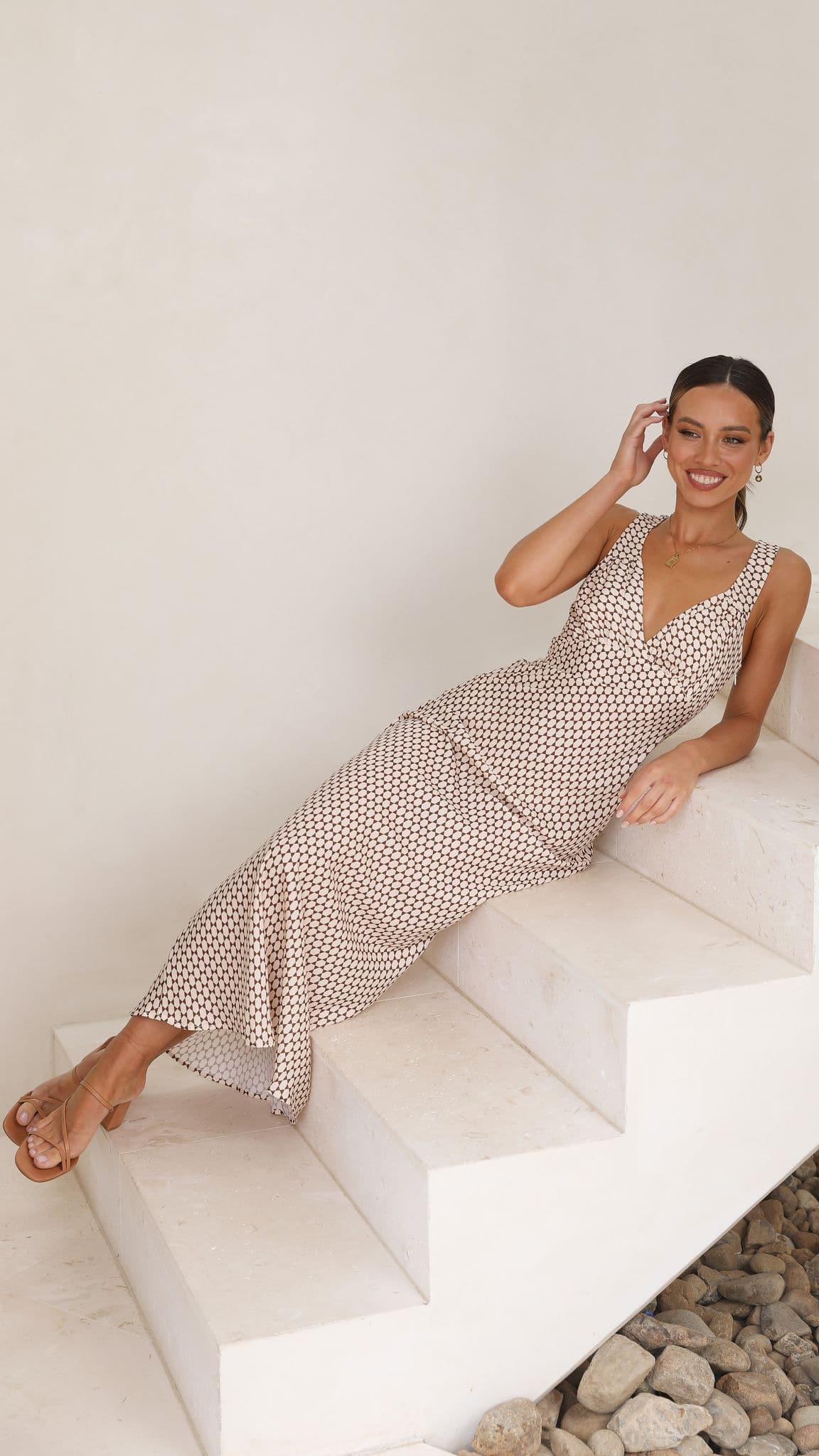 Rubie Maxi Dress - Brown Geo - Billy J