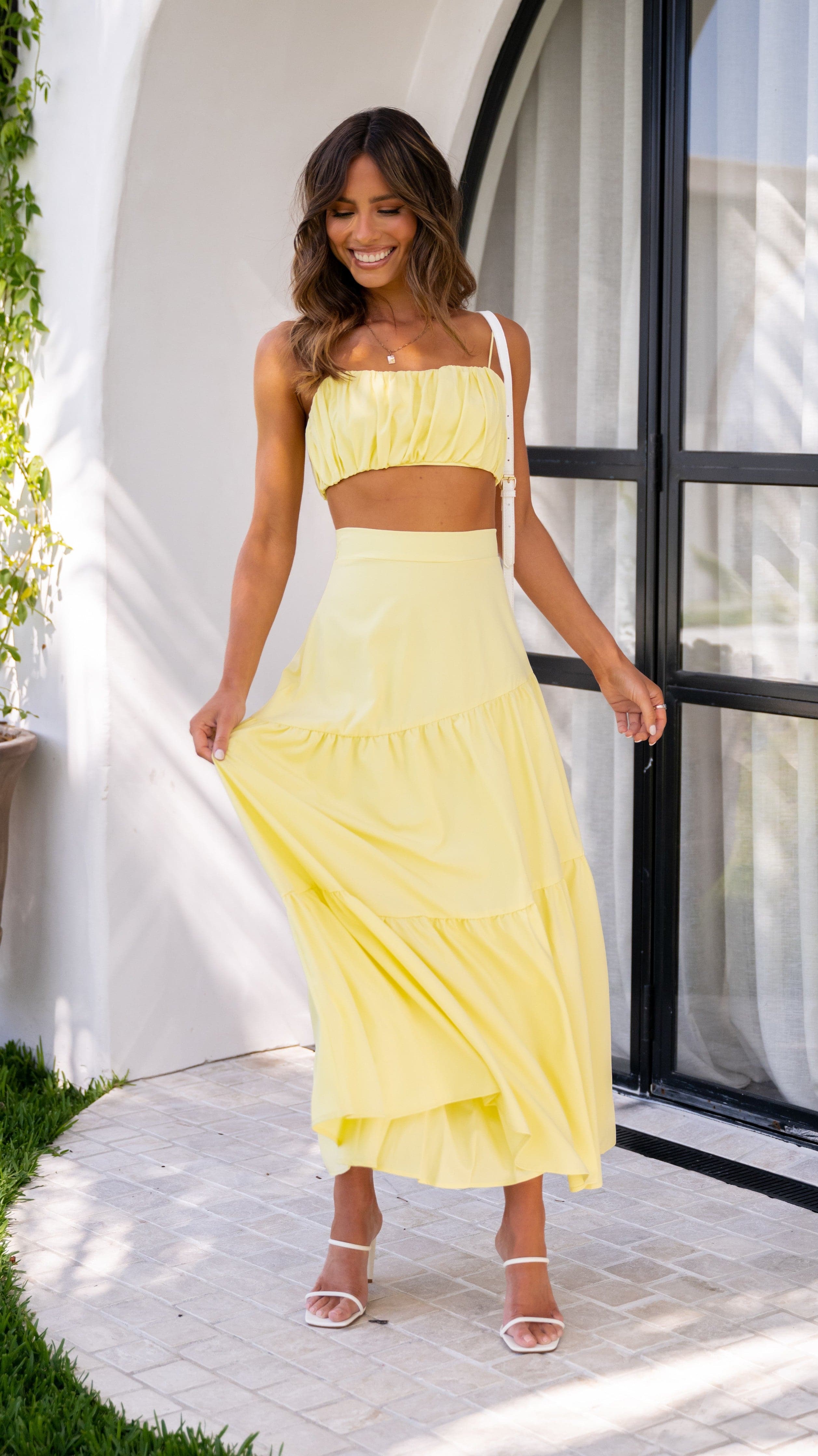 Saraya Top and Skirt Set - Yellow