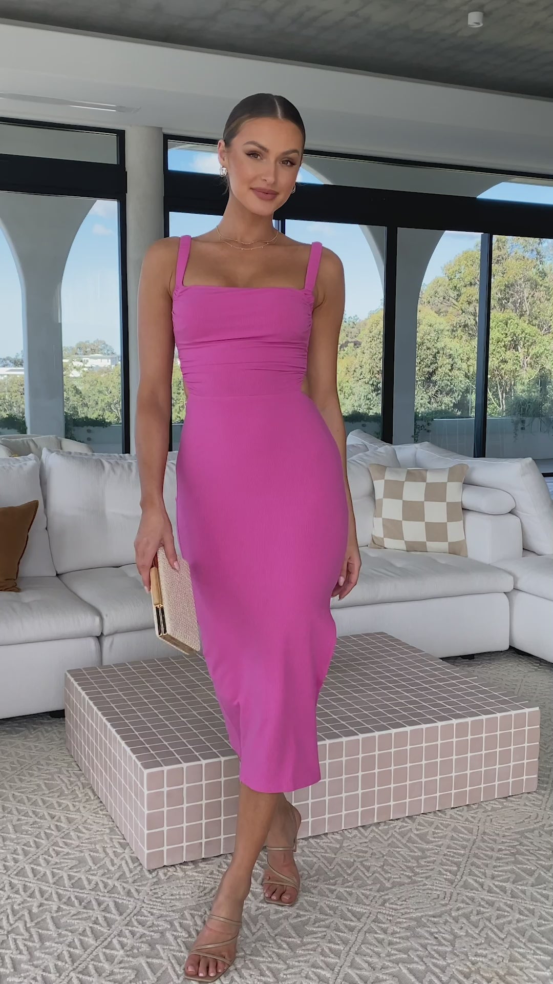 Chloe Midi Dress - Pink - Billy J