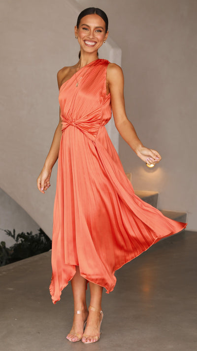 Load image into Gallery viewer, Cali One Shoulder Midi Dress - Melon - Billy J

