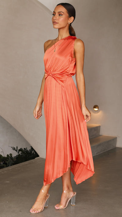 Load image into Gallery viewer, Cali One Shoulder Midi Dress - Melon - Billy J
