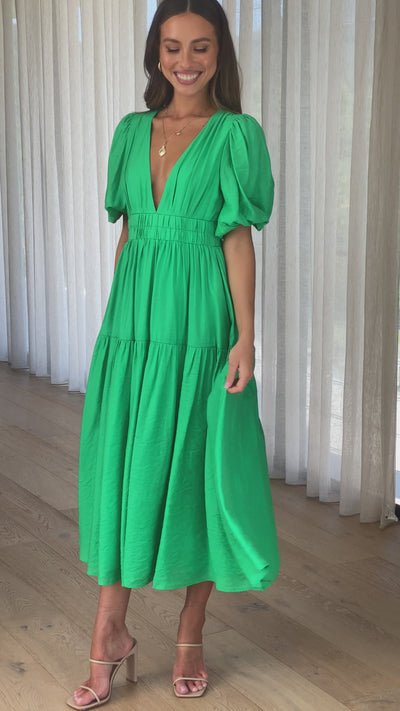 Load and play video in Gallery viewer, Erin Midi Dress - Green
