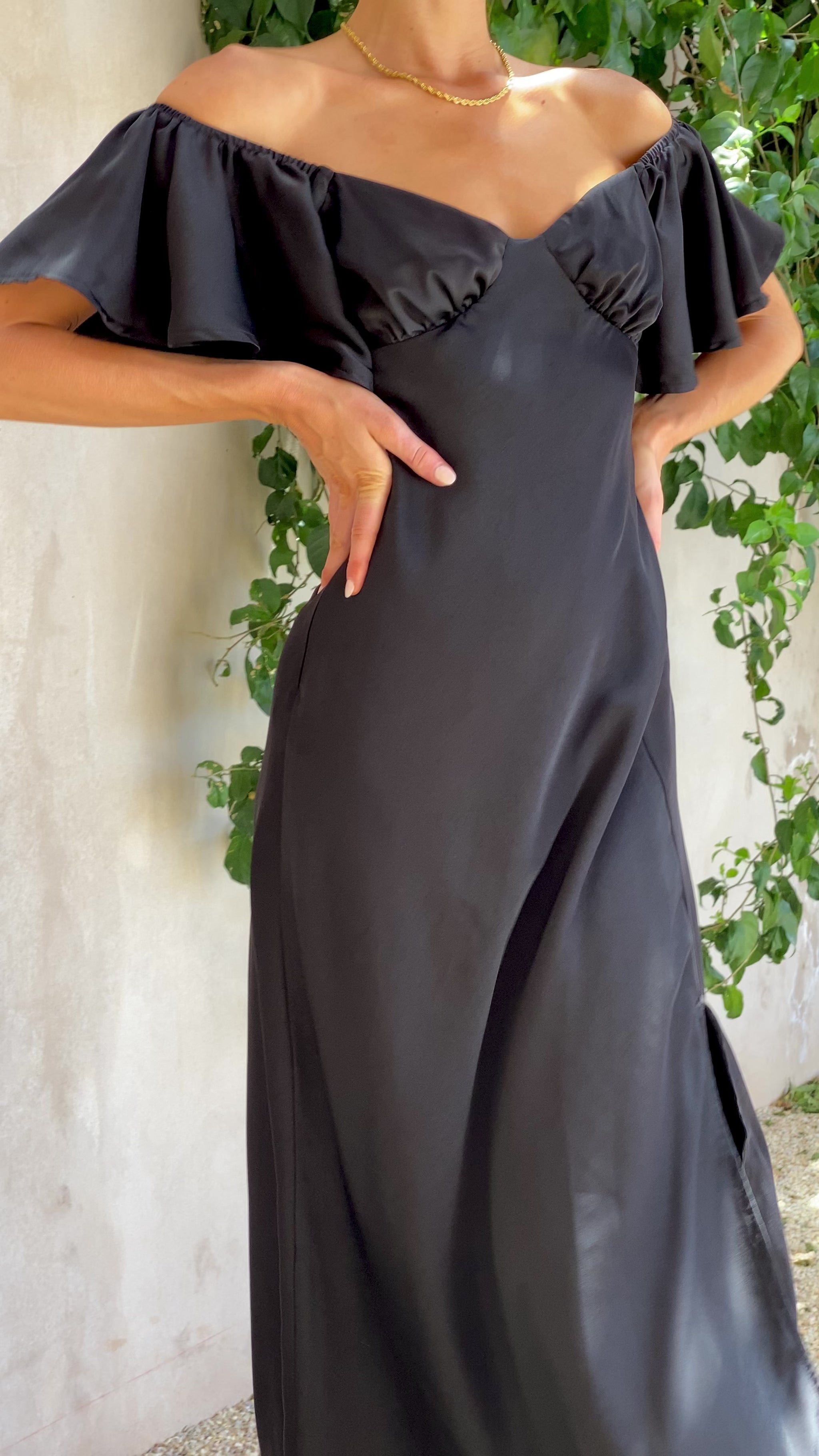 Louisa Midi Dress - Black - Billy J