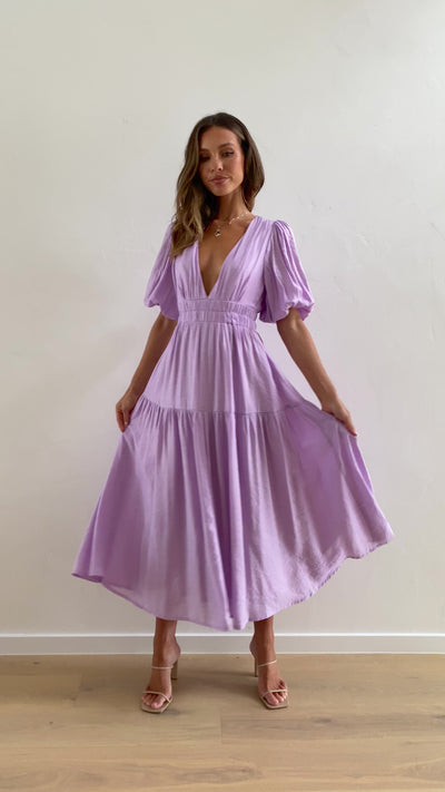Load and play video in Gallery viewer, Erin Midi Dress - Lilac
