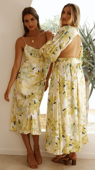 Load image into Gallery viewer, Jeanie Maxi Dress - Yellow Floral

