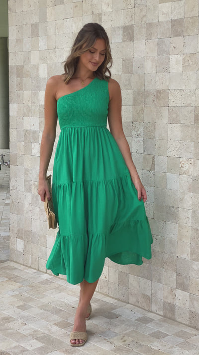 Load and play video in Gallery viewer, Cassy Midi Dress - Green
