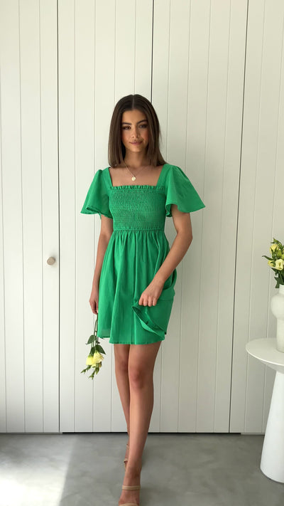 Load and play video in Gallery viewer, Molly Mini Dress - Green
