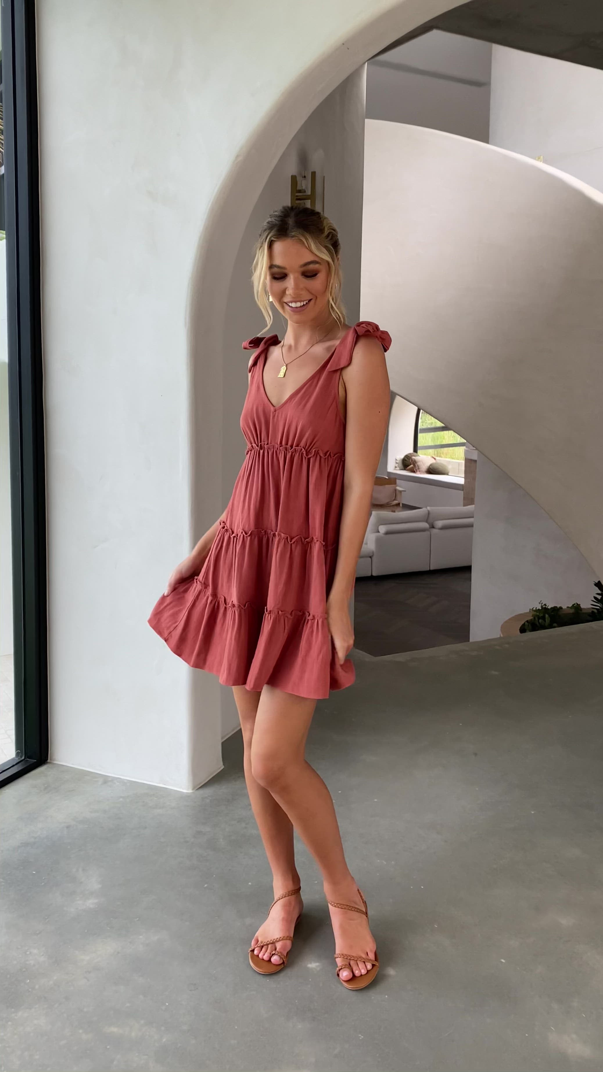 Odessia Mini Dress - Terracotta