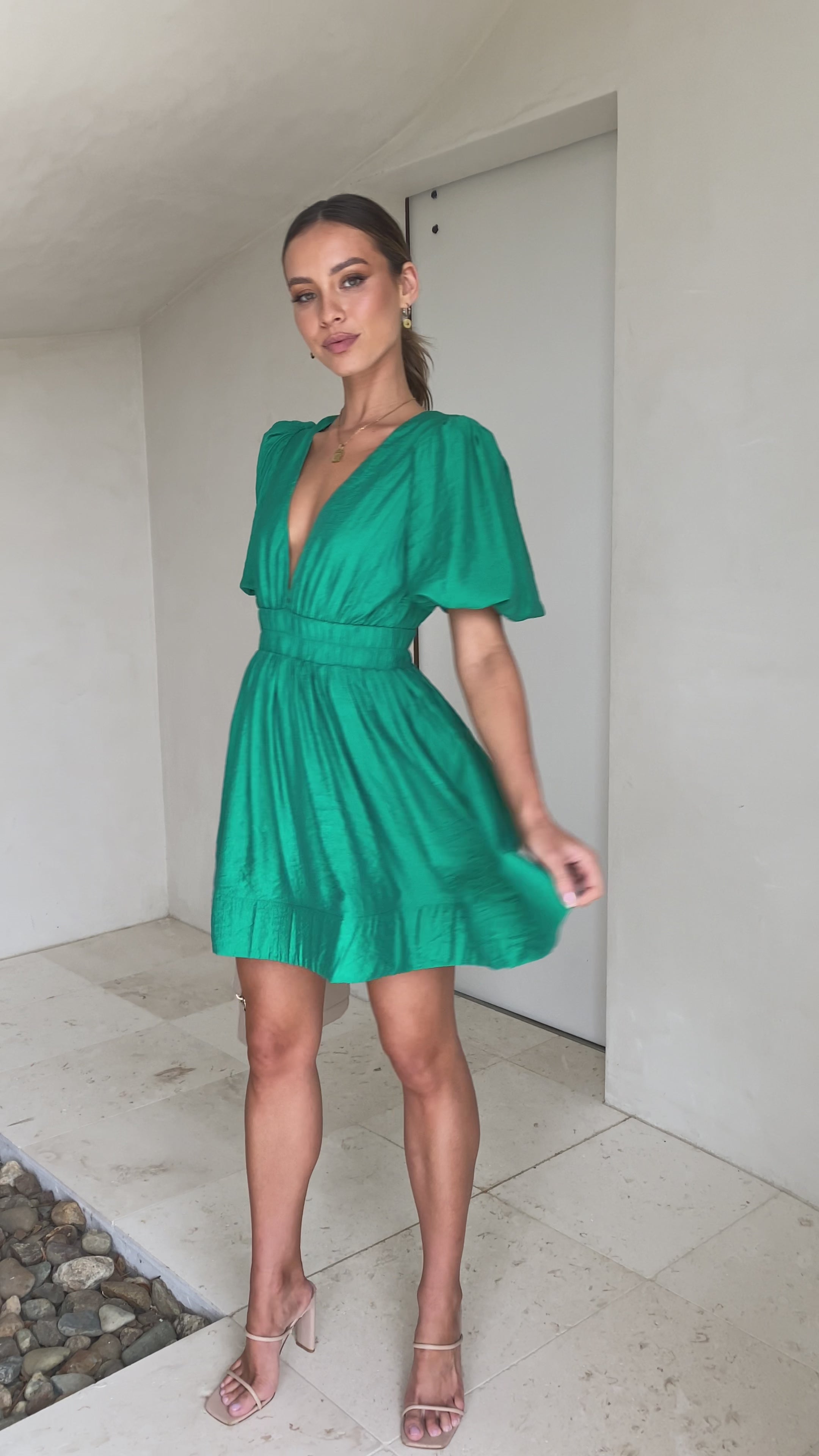 Erin Mini Dress - Emerald