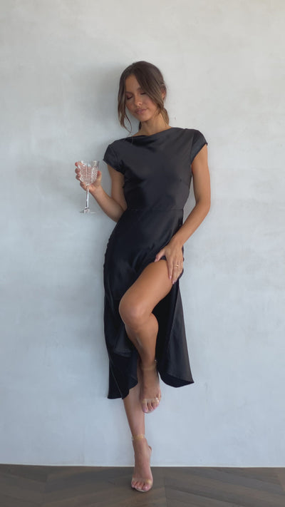 Load and play video in Gallery viewer, Ivana Midi Dress - Black
