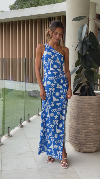 Load and play video in Gallery viewer, Cove Maxi Dress - Blue Print
