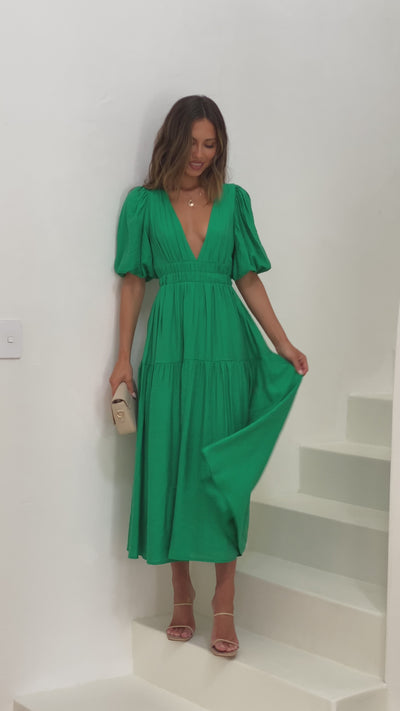Load and play video in Gallery viewer, Erin Midi Dress - Emerald
