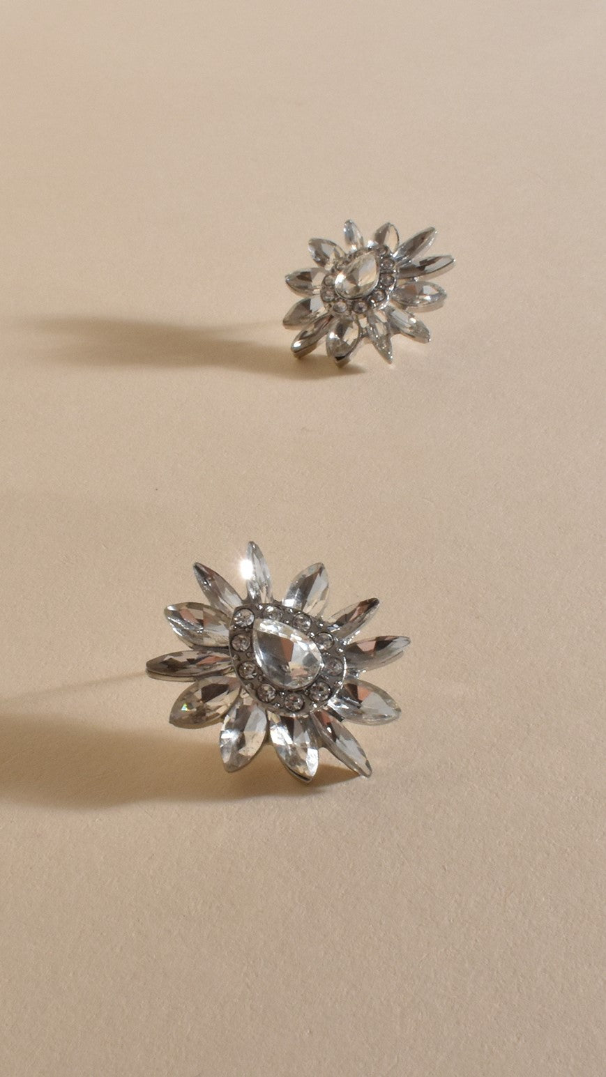 Spiked Floral Jewel Earrings - Crystal/Silver