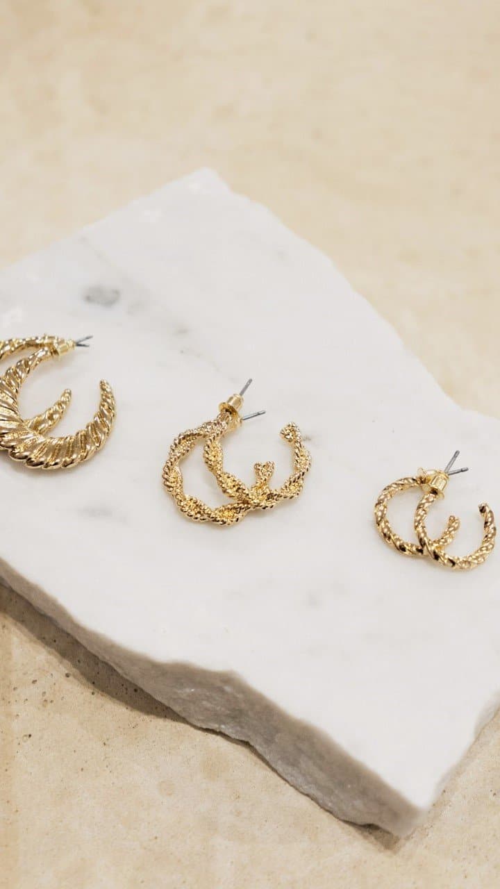 Reta Triple Pack Earrings - Gold - Billy J