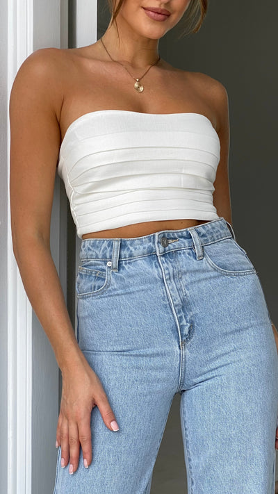 Load image into Gallery viewer, Paigie Crop Top - White
