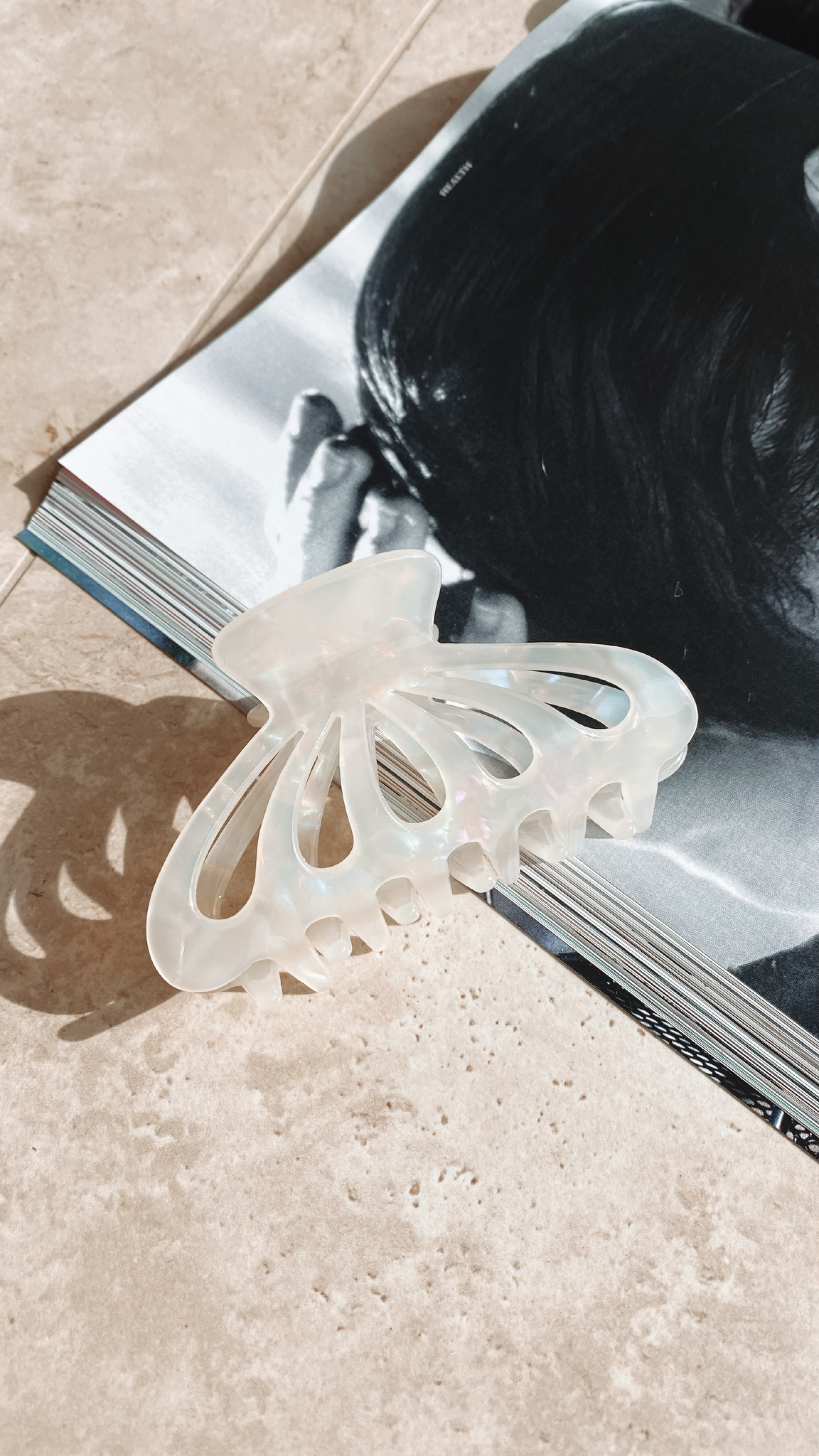 Bianca Butterfly Claw Clip - Ivory Marble - Billy J