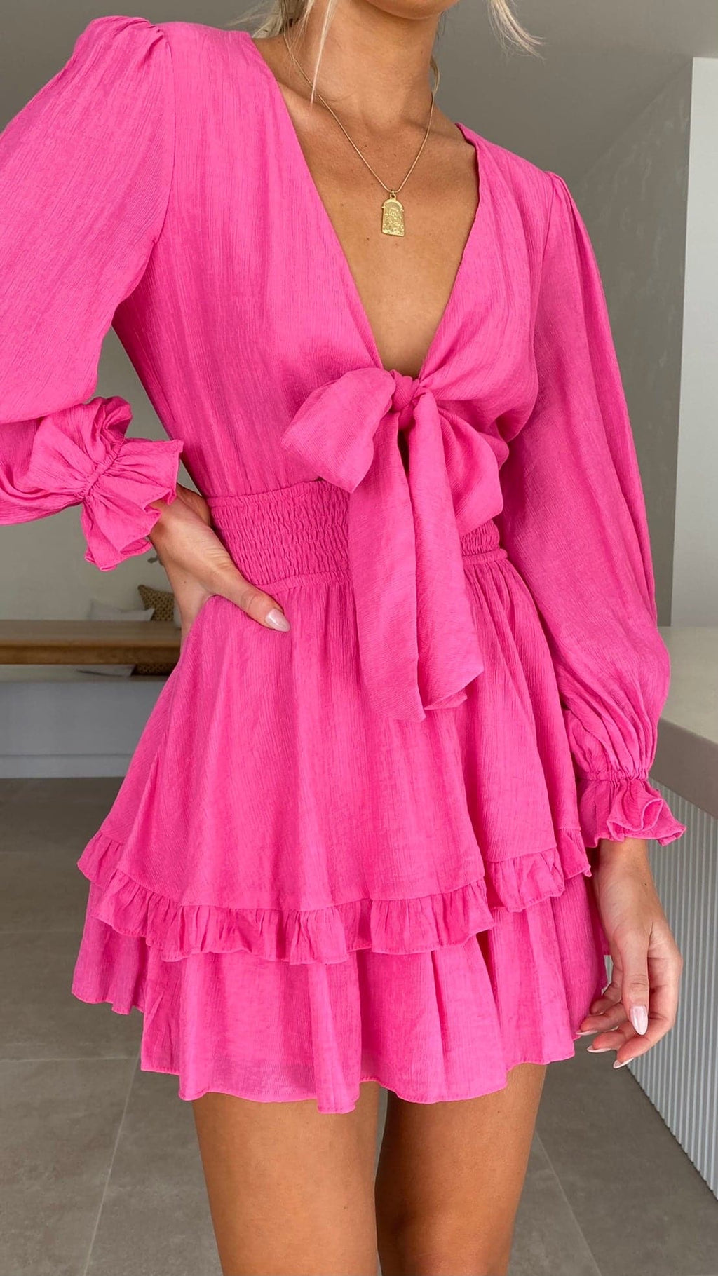 Windswept Dress - Hot Pink