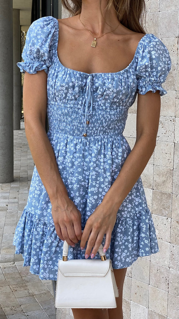 Kori Mini Dress - Blue Floral