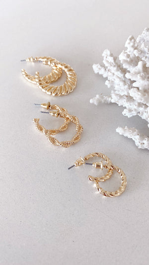 Reta Triple Pack Earrings - Gold - Billy J