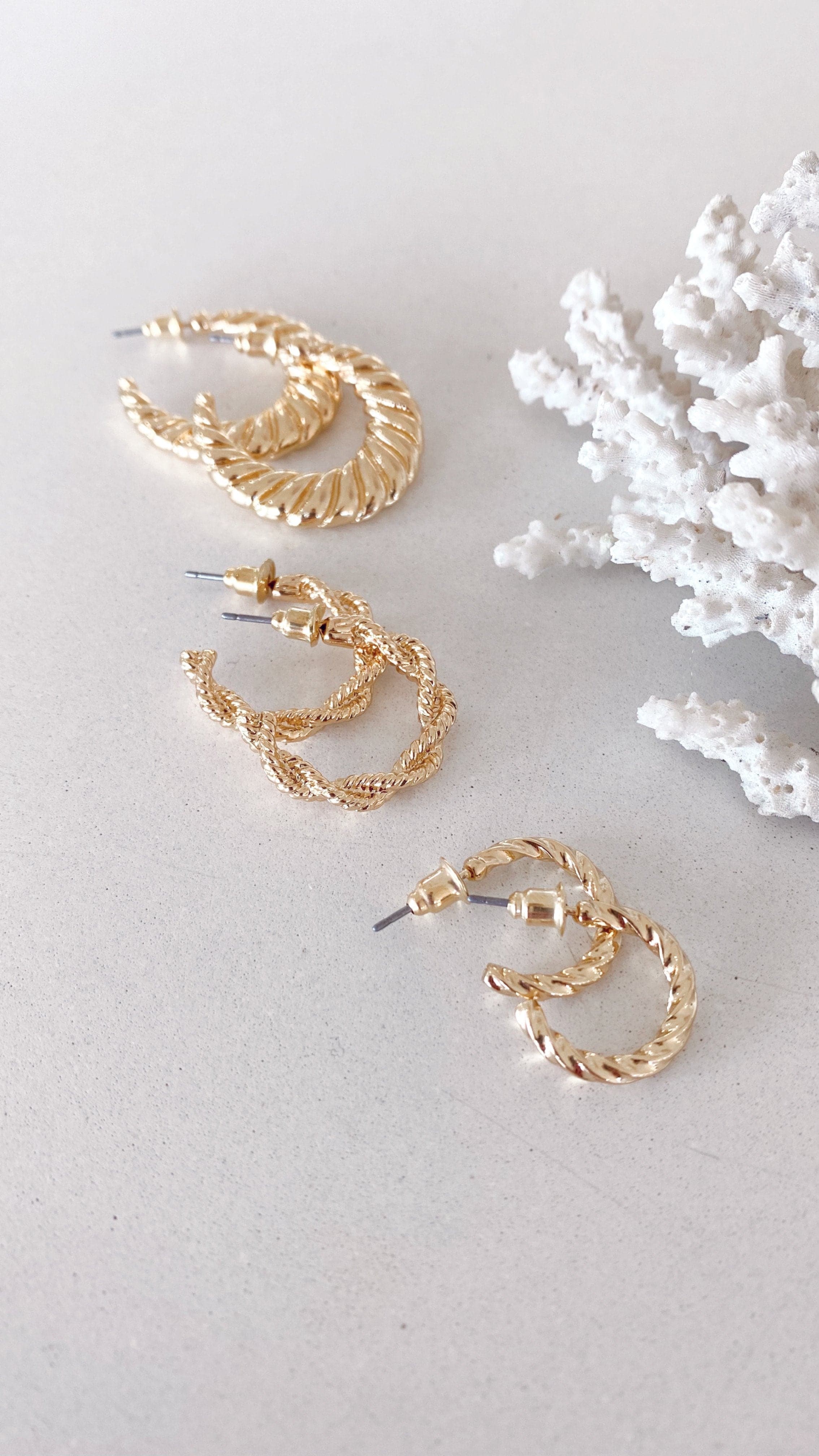 Reta Triple Pack Earrings - Gold - Billy J