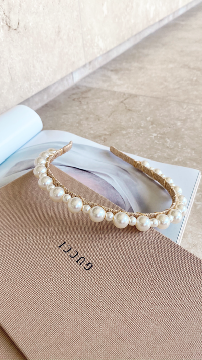 Load image into Gallery viewer, Pearla Headpiece - Pearl &amp; Gold
