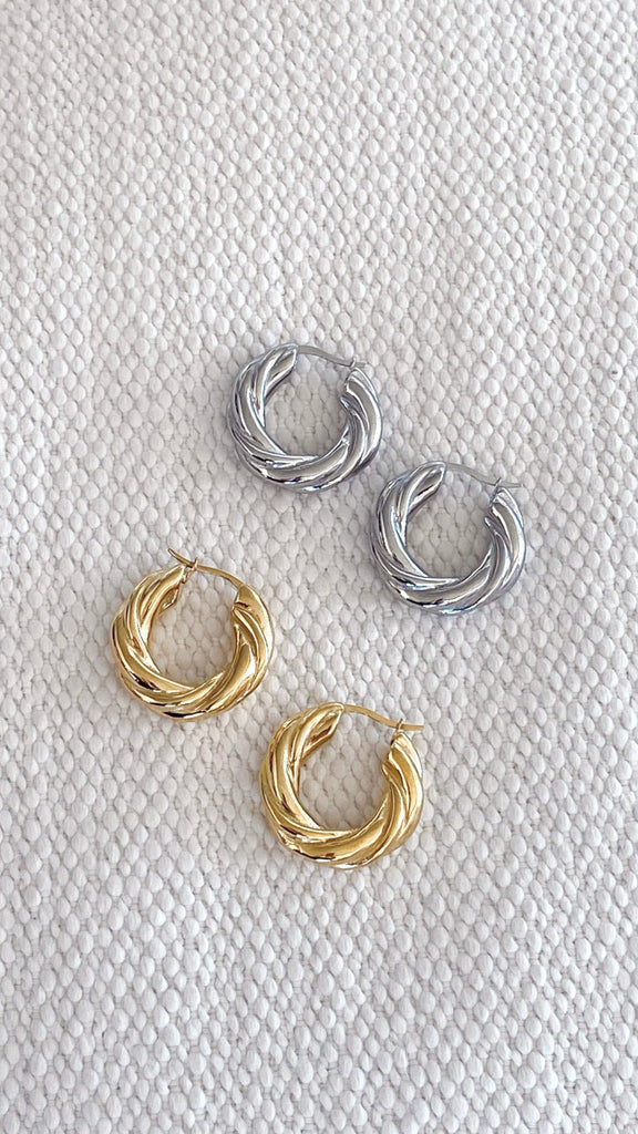 Sakura Hoop Earrings - Silver