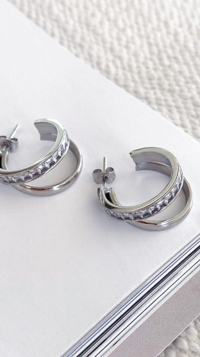 Load image into Gallery viewer, Irregular Hoop Earrings - Silver
