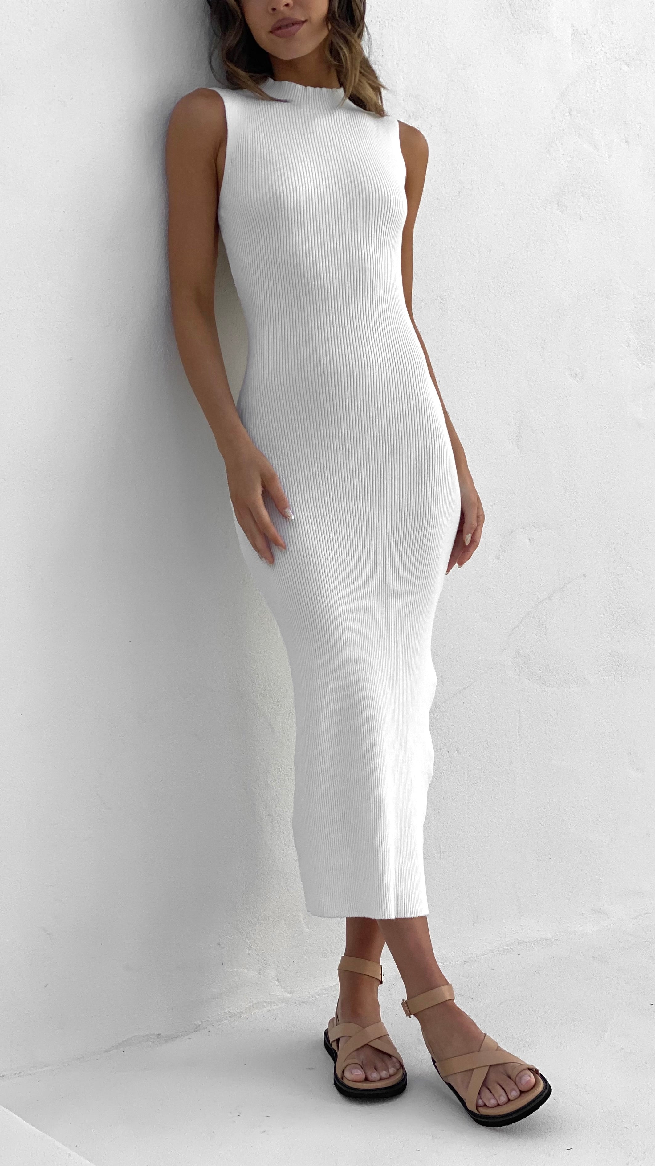 Mae Knit Dress - White - Billy J