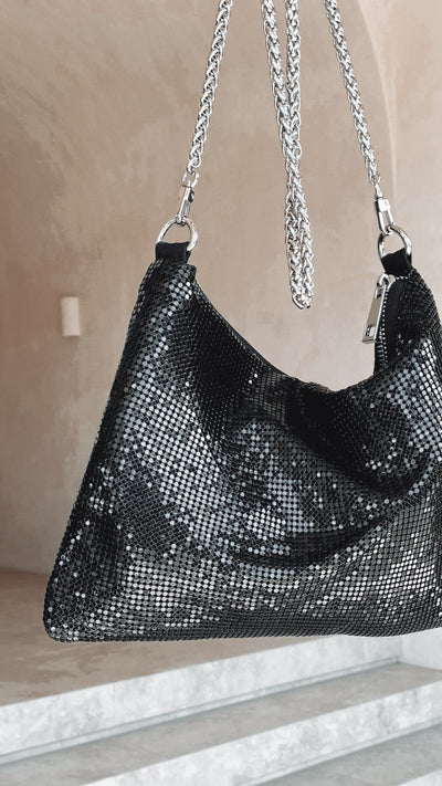 Load image into Gallery viewer, Chain Mesh Bag - Black - Billy J
