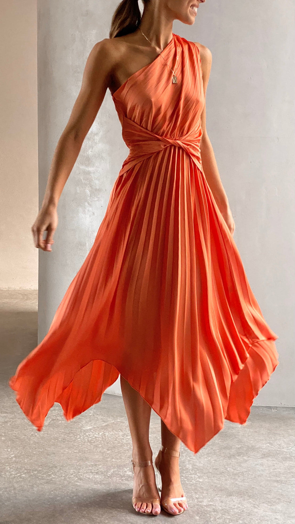 Halia Midi Dress - Orange Floral - Buy Women's Dresses - Billy J