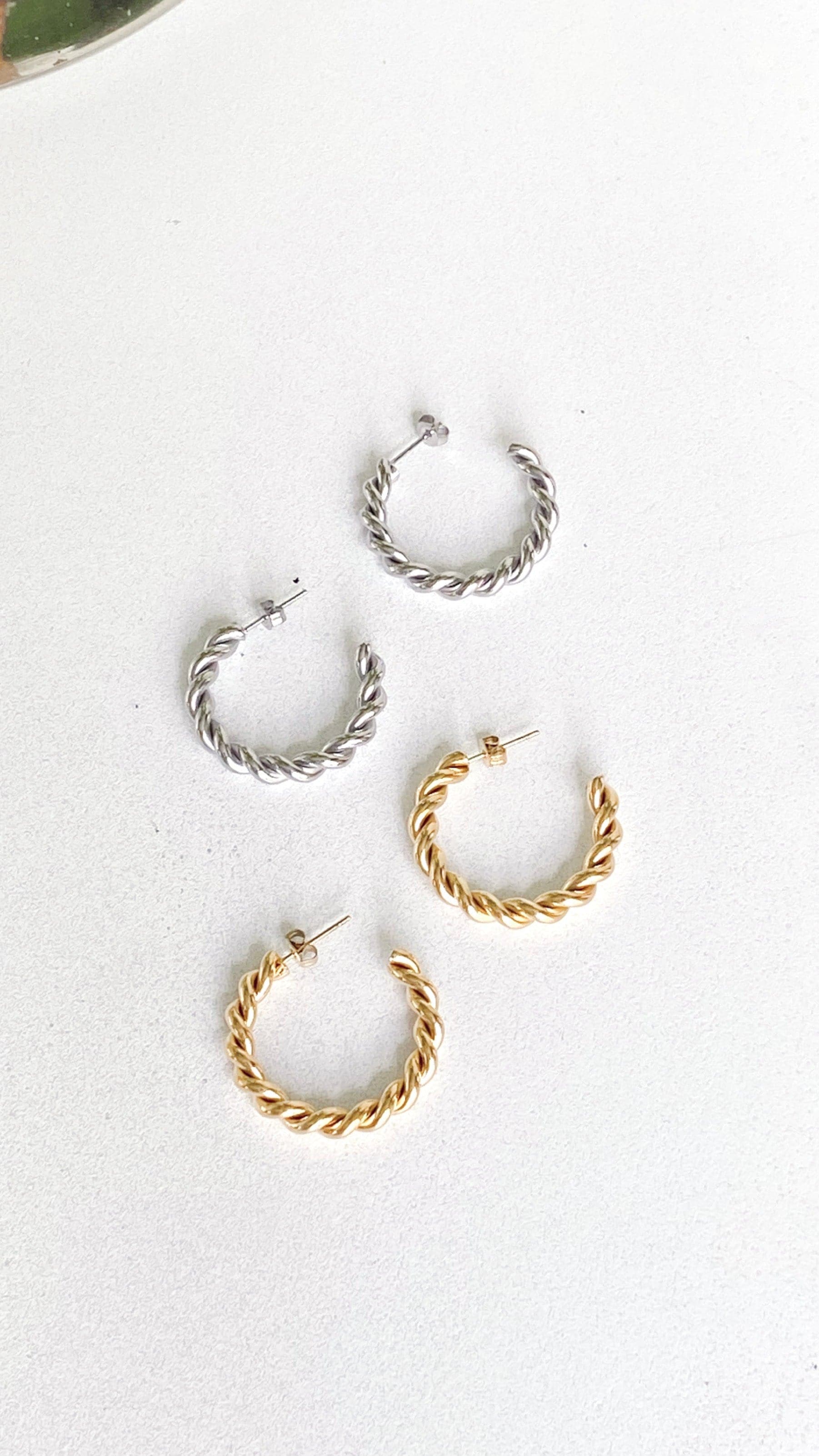 Twist Hoop Earrings -Silver - Billy J