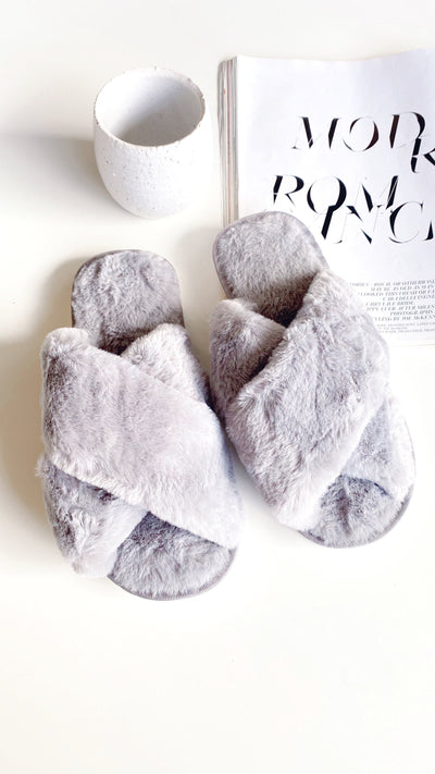 Load image into Gallery viewer, Jessica Fluffy Slippers - Grey - Billy J
