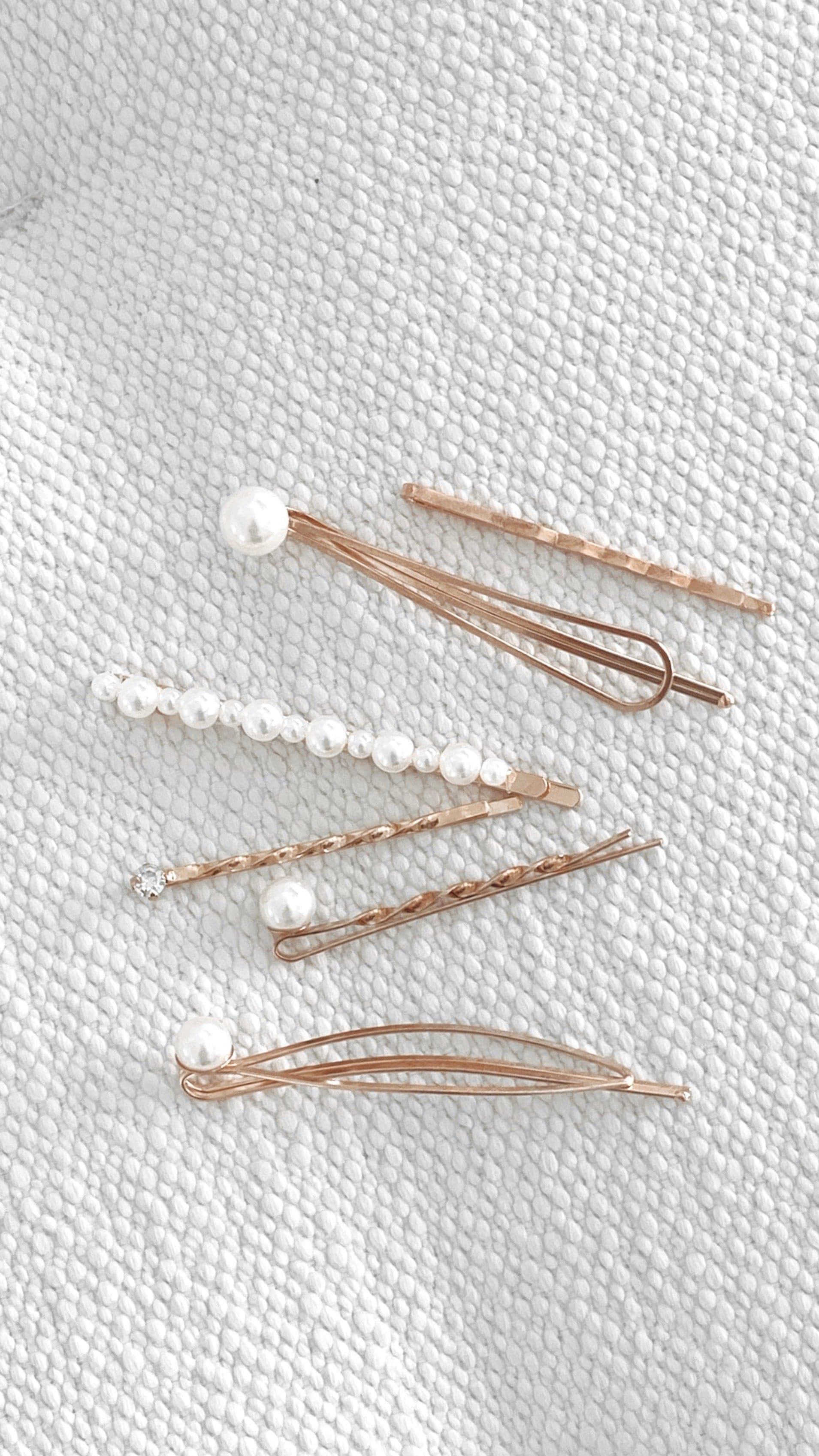 Julia Hair Clip Set - Pearl/Gold - Billy J