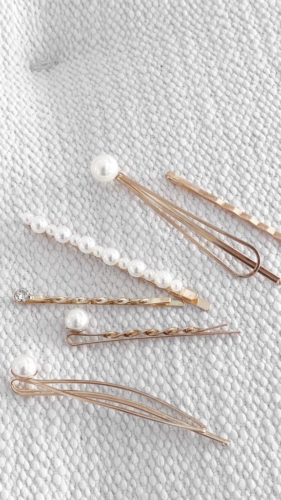 Julia Hair Clip Set - Pearl/Gold - Billy J