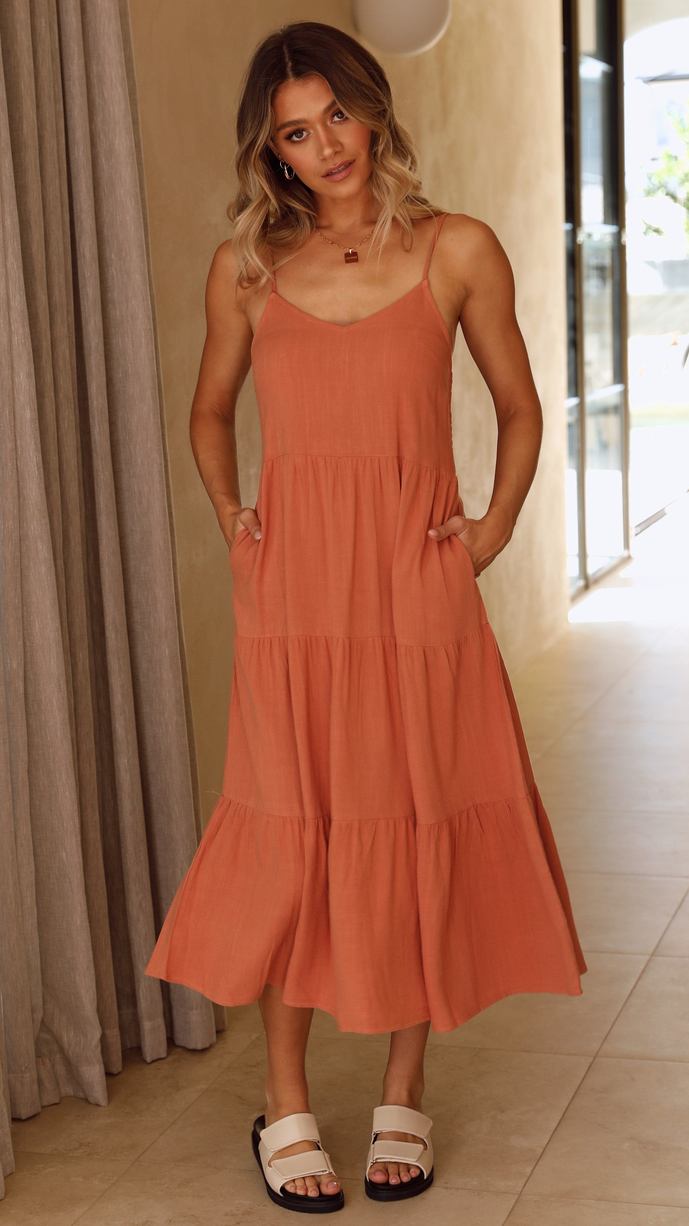 Zoey Midi Dress - Terracotta