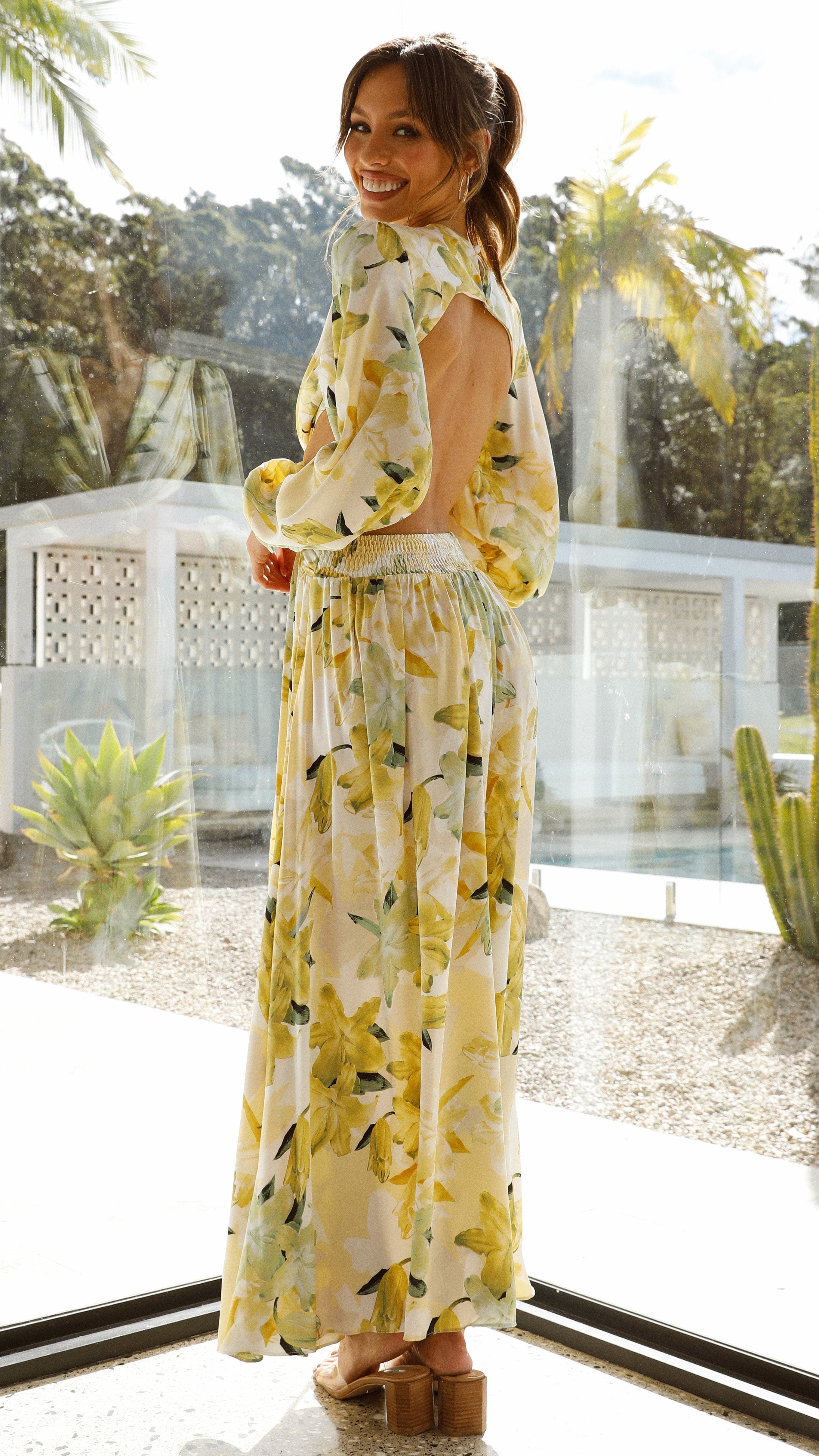 Jeanie Maxi Dress - Yellow Floral