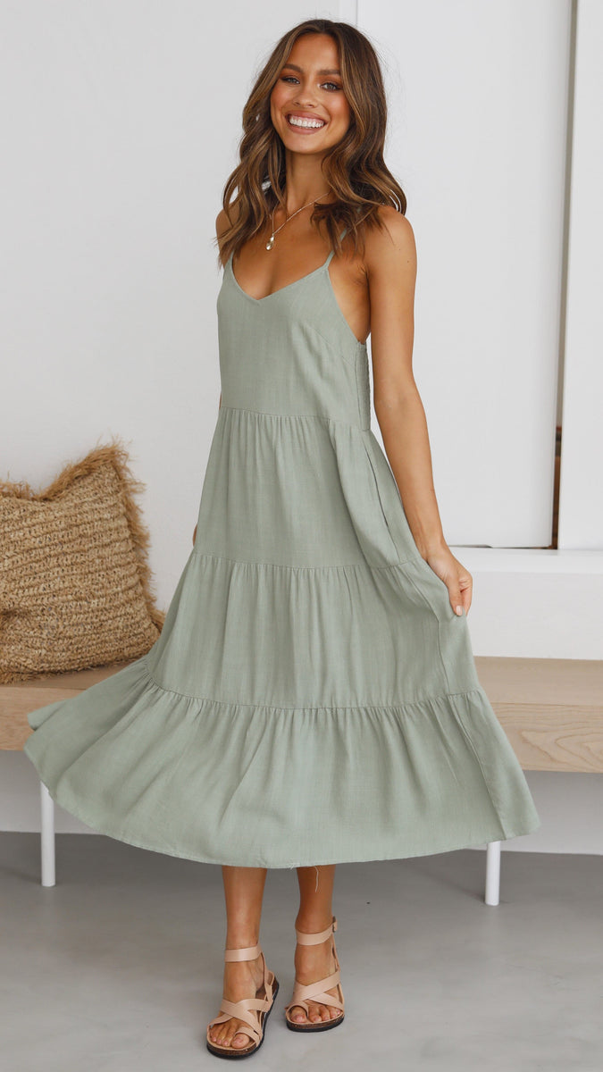 Zoey Midi Dress - Sage - Buy Women's Dresses - Billy J